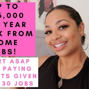 OVER 30 WORK FROM HOME JOBS UP TO $96,000 PER YEAR NO DEGREE NEEDED GREAT COMPANY CULTURE W/BENEFITS