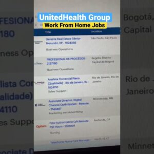 UnitedHealth Group Work From Home Jobs #shorts #workathome #workfromhome #onlinejobs #remotejobs